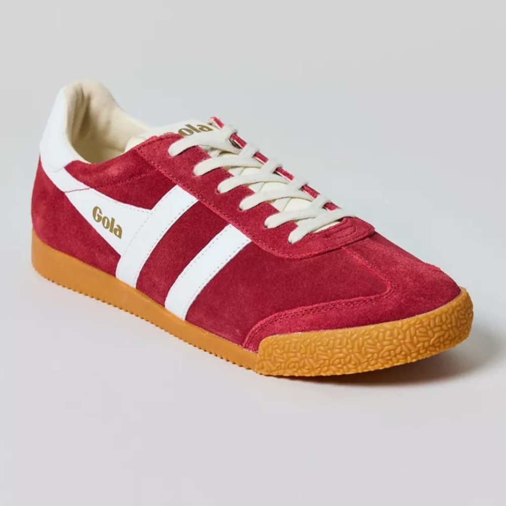 Gola Women's Red Suede Sneakers with White Stripes